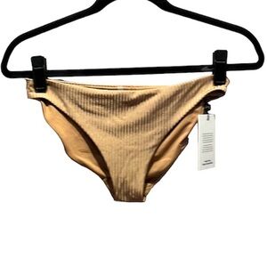 New Vitamin A Gold Taupe Ribbed Bikini Bottoms Size Small 6 NWT